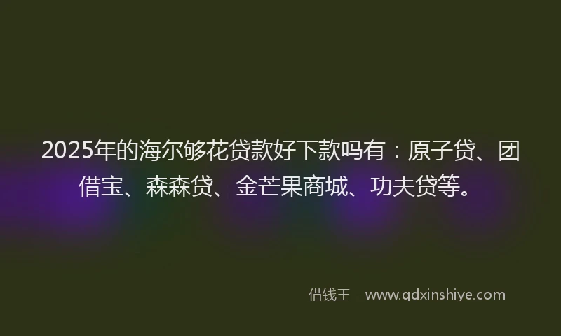 2025年的海尔够花贷款好下款吗有：原子贷、团借宝、森森贷、金芒果商城、功夫贷等。