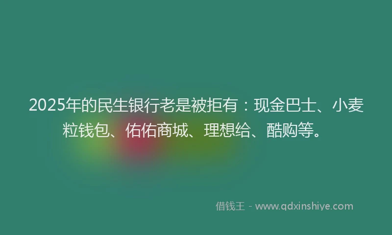 2025年的民生银行老是被拒有：现金巴士、小麦粒钱包、佑佑商城、理想给、酷购等。