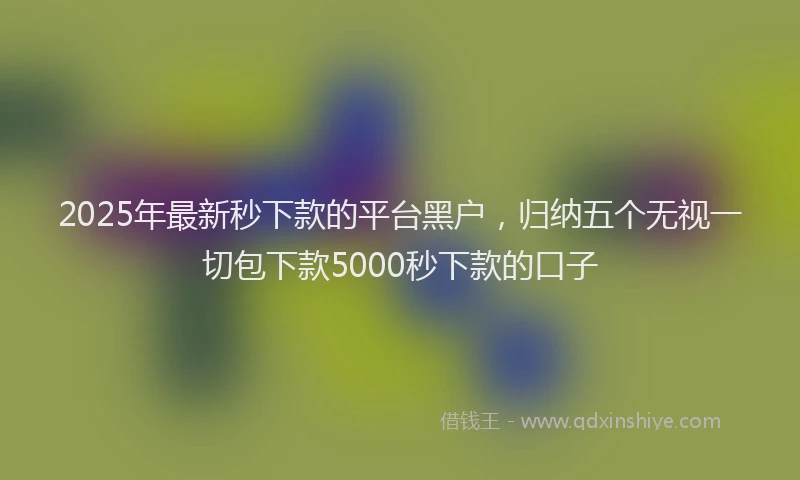 2025年最新秒下款的平台黑户，归纳五个无视一切包下款5000秒下款的口子