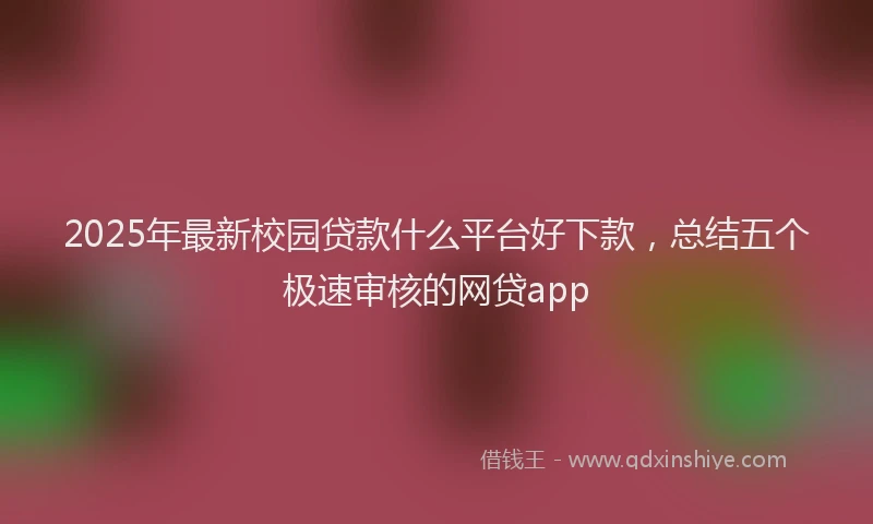 2025年最新校园贷款什么平台好下款，总结五个极速审核的网贷app