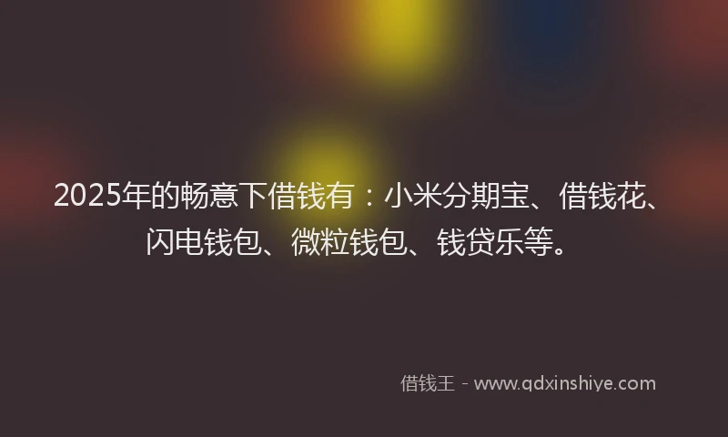 2025年的畅意下借钱有：小米分期宝、借钱花、闪电钱包、微粒钱包、钱贷乐等。