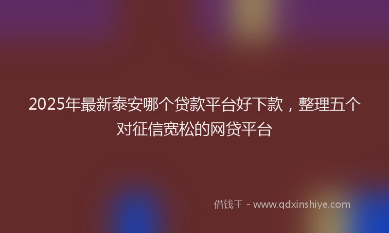 2025年最新泰安哪个贷款平台好下款，整理五个对征信宽松的网贷平台