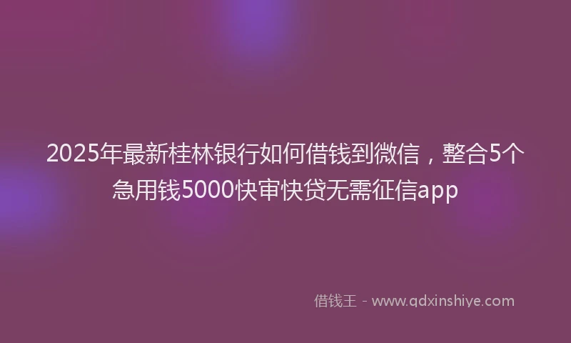 2025年最新桂林银行如何借钱到微信，整合5个急用钱5000快审快贷无需征信app