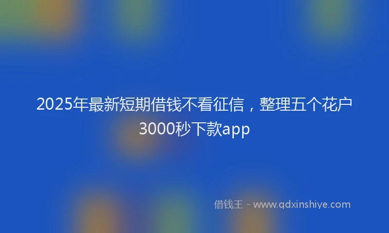 2025年最新短期借钱不看征信，整理五个花户3000秒下款app