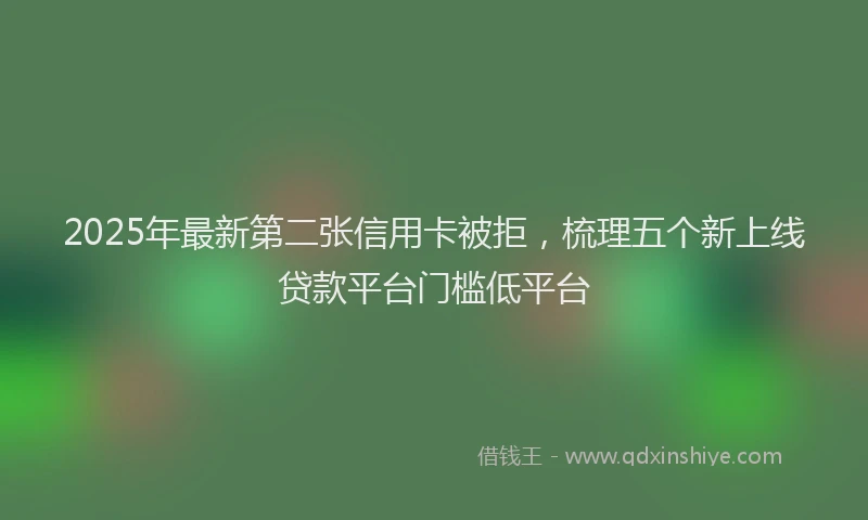 2025年最新第二张信用卡被拒，梳理五个新上线贷款平台门槛低平台