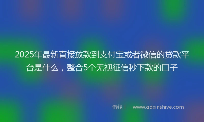 2025年最新直接放款到支付宝或者微信的贷款平台是什么，整合5个无视征信秒下款的口子