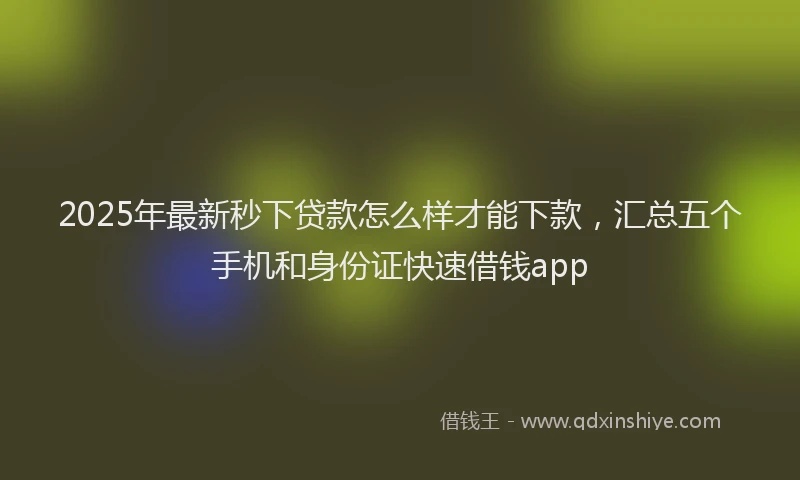 2025年最新秒下贷款怎么样才能下款，汇总五个手机和身份证快速借钱app