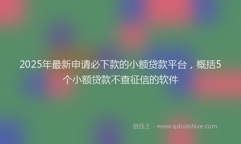 2025年最新申请必下款的小额贷款平台，概括5个小额贷款不查征信的软件
