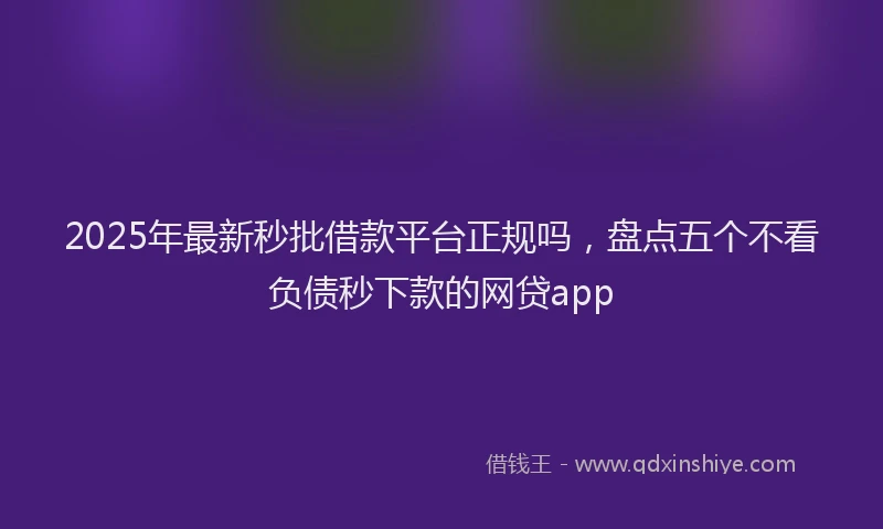 2025年最新秒批借款平台正规吗，盘点五个不看负债秒下款的网贷app