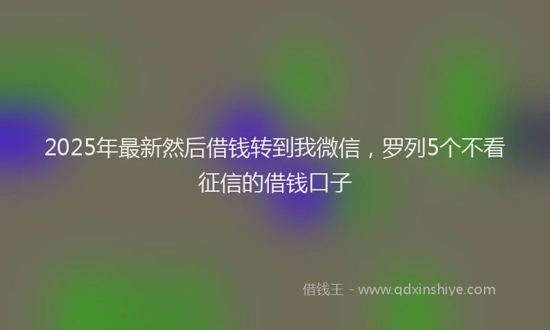 2025年最新然后借钱转到我微信,罗列5个不看征信的借钱口子