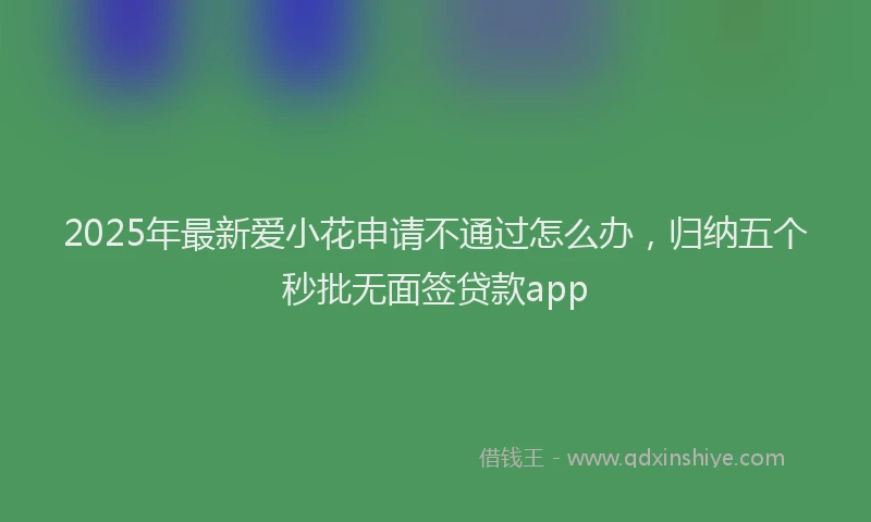 2025年最新爱小花申请不通过怎么办，归纳五个秒批无面签贷款app