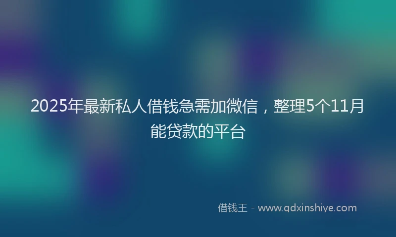 2025年最新私人借钱急需加微信，整理5个11月能贷款的平台