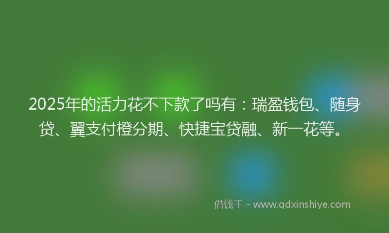 2025年的活力花不下款了吗有：瑞盈钱包、随身贷、翼支付橙分期、快捷宝贷融、新一花等。