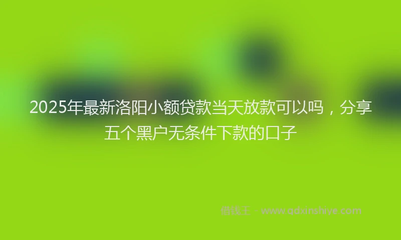 2025年最新洛阳小额贷款当天放款可以吗，分享五个黑户无条件下款的口子
