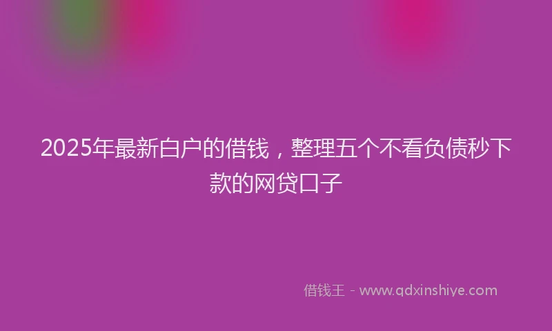 2025年最新白户的借钱，整理五个不看负债秒下款的网贷口子