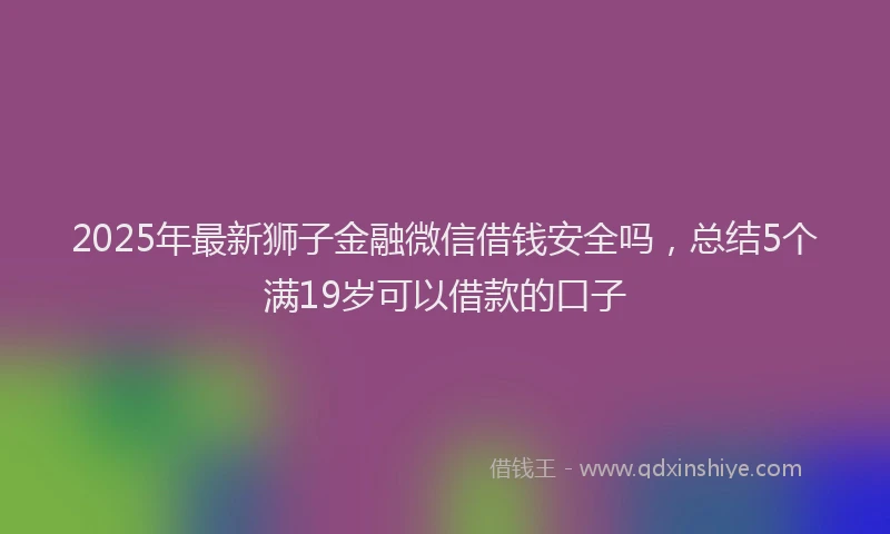 2025年最新狮子金融微信借钱安全吗，总结5个满19岁可以借款的口子