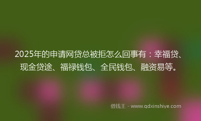 2025年的申请网贷总被拒怎么回事有：幸福贷、现金贷途、福禄钱包、全民钱包、融资易等。