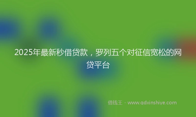 2025年最新秒借贷款，罗列五个对征信宽松的网贷平台