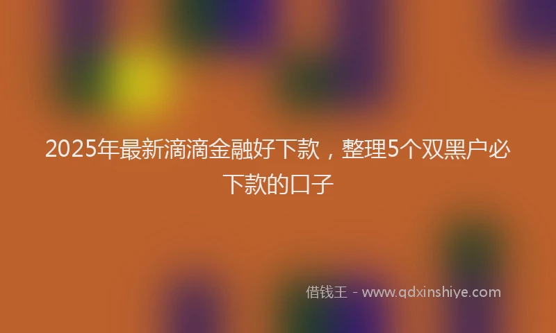 2025年最新滴滴金融好下款，整理5个双黑户必下款的口子