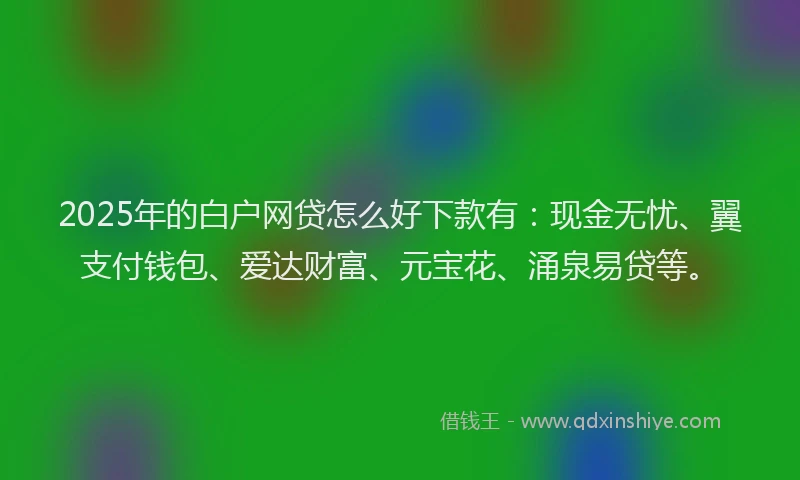 2025年的白户网贷怎么好下款有：现金无忧、翼支付钱包、爱达财富、元宝花、涌泉易贷等。