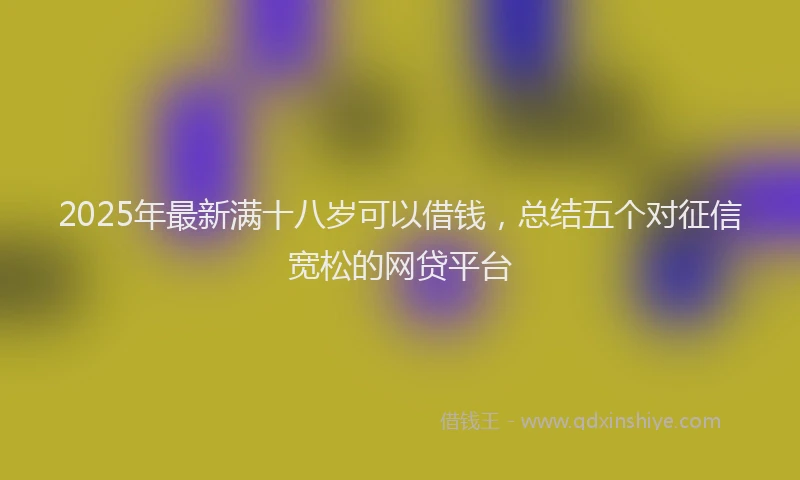 2025年最新满十八岁可以借钱，总结五个对征信宽松的网贷平台