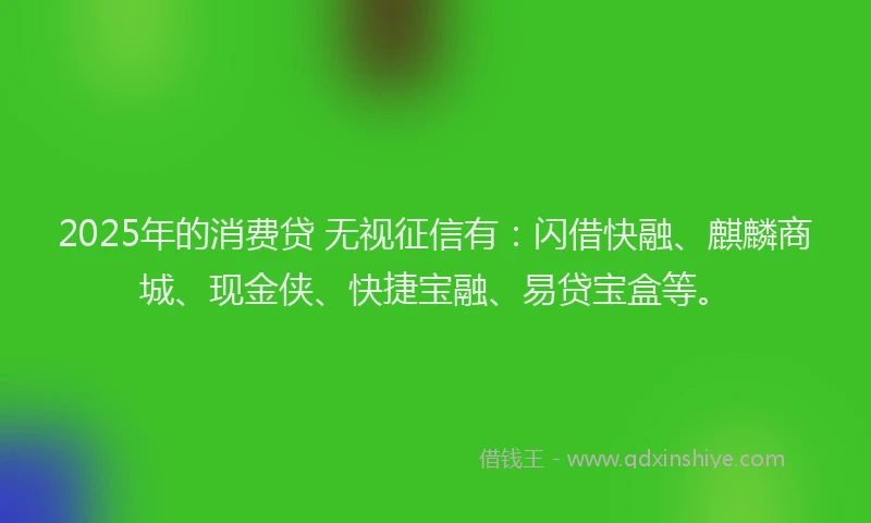 2025年的消费贷 无视征信有：闪借快融、麒麟商城、现金侠、快捷宝融、易贷宝盒等。