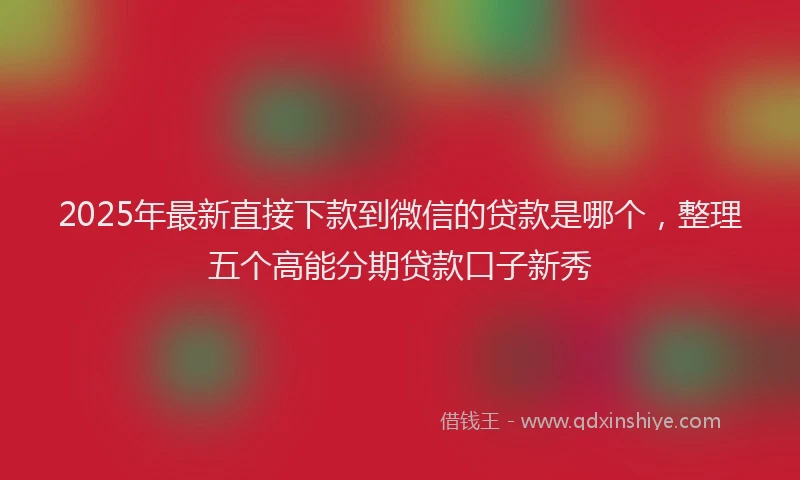 2025年最新直接下款到微信的贷款是哪个，整理五个高能分期贷款口子新秀