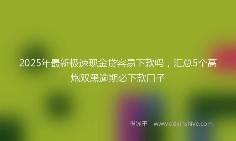 2025年最新极速现金贷容易下款吗，汇总5个高炮双黑逾期必下款口子
