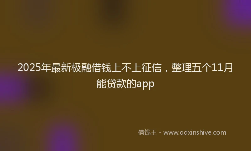 2025年最新极融借钱上不上征信，整理五个11月能贷款的app