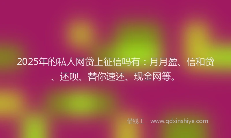 2025年的私人网贷上征信吗有：月月盈、信和贷、还呗、替你速还、现金网等。