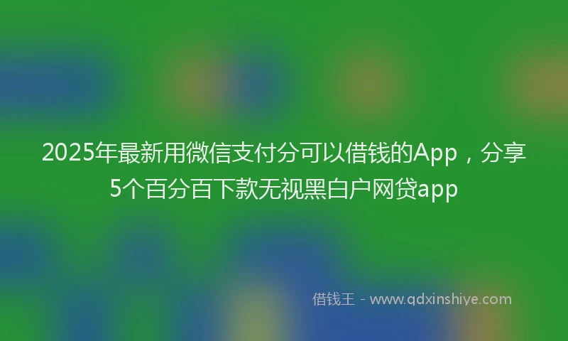 2025年最新用微信支付分可以借钱的App，分享5个百分百下款无视黑白户网贷app