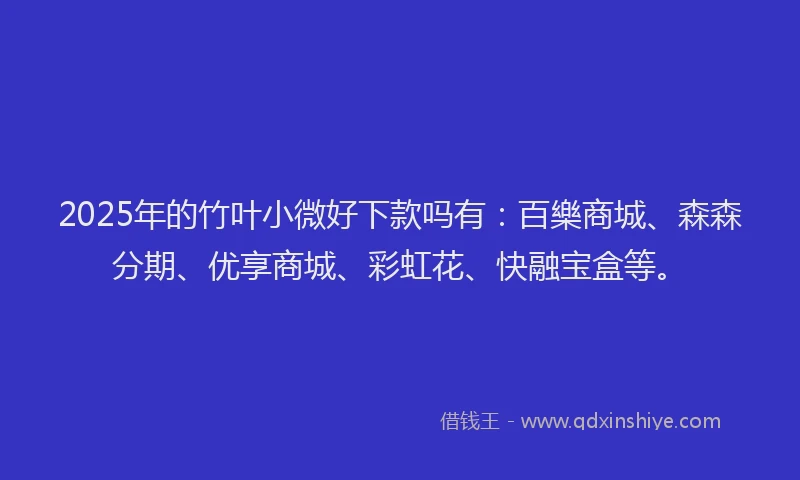 2025年的竹叶小微好下款吗有：百樂商城、森森分期、优享商城、彩虹花、快融宝盒等。