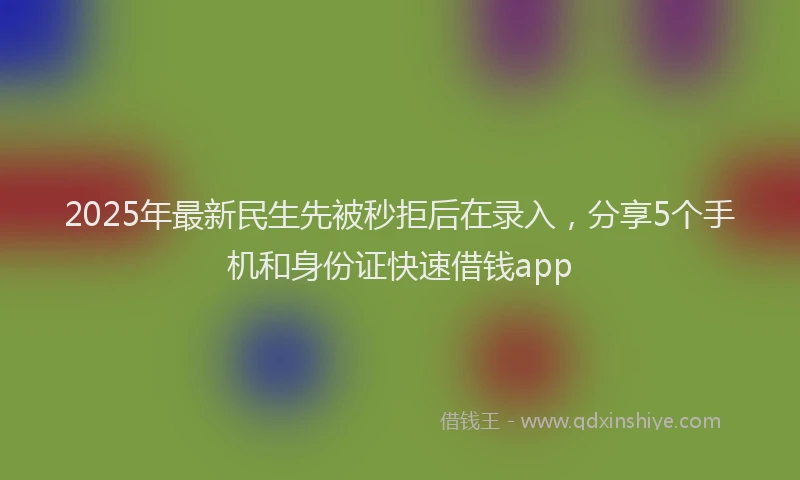 2025年最新民生先被秒拒后在录入，分享5个手机和身份证快速借钱app