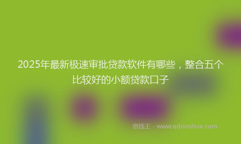 2025年最新极速审批贷款软件有哪些，整合五个比较好的小额贷款口子