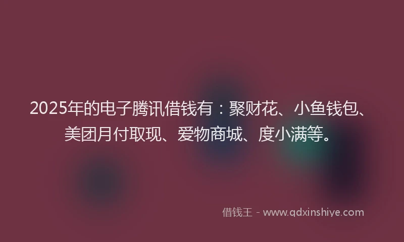 2025年的电子腾讯借钱有：聚财花、小鱼钱包、美团月付取现、爱物商城、度小满等。