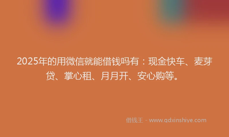 2025年的用微信就能借钱吗有：现金快车、麦芽贷、掌心租、月月开、安心购等。