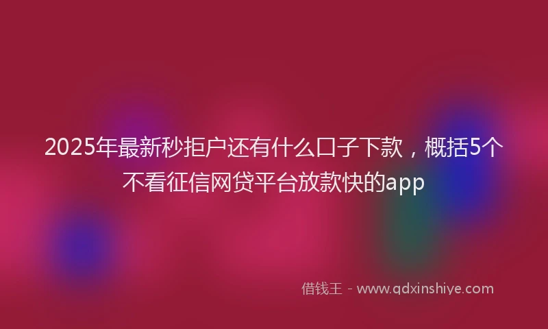2025年最新秒拒户还有什么口子下款，概括5个不看征信网贷平台放款快的app