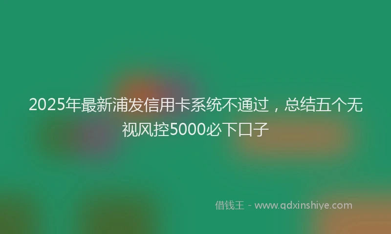 2025年最新浦发信用卡系统不通过，总结五个无视风控5000必下口子