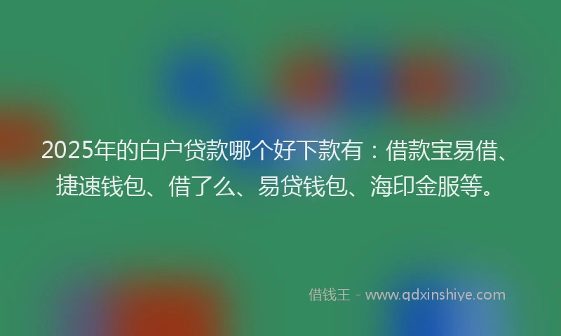 2025年的白户贷款哪个好下款有：借款宝易借、捷速钱包、借了么、易贷钱包、海印金服等。