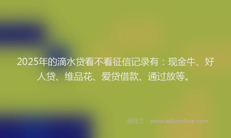 2025年的滴水贷看不看征信记录有：现金牛、好人贷、维品花、爱贷借款、通过放等。
