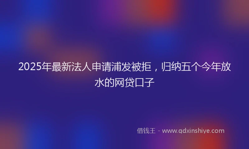 2025年最新法人申请浦发被拒，归纳五个今年放水的网贷口子