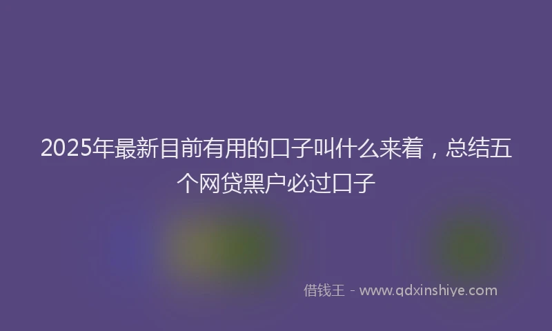 2025年最新目前有用的口子叫什么来着，总结五个网贷黑户必过口子