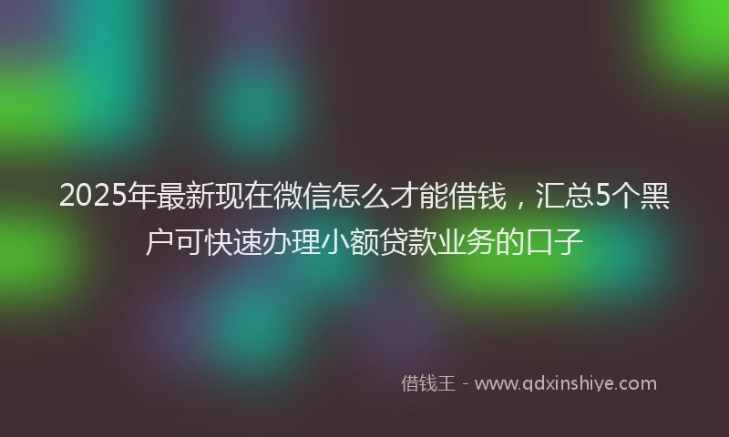 2025年最新现在微信怎么才能借钱，汇总5个黑户可快速办理小额贷款业务的口子
