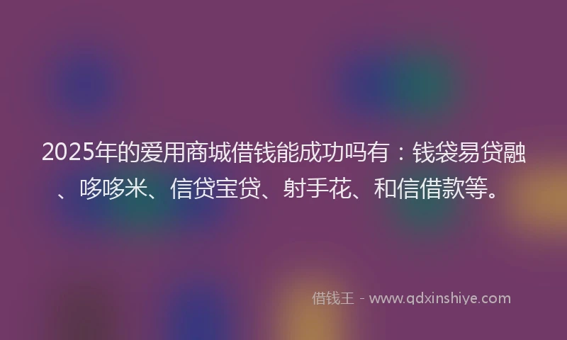 2025年的爱用商城借钱能成功吗有：钱袋易贷融、哆哆米、信贷宝贷、射手花、和信借款等。