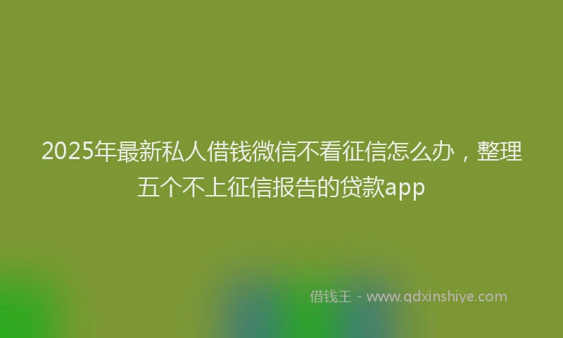 2025年最新私人借钱微信不看征信怎么办，整理五个不上征信报告的贷款app