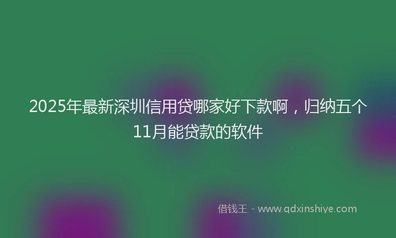 2025年最新深圳信用贷哪家好下款啊,归纳五个11月能贷款的软件