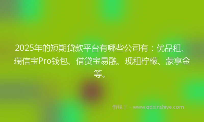 2025年的短期贷款平台有哪些公司有：优品租、瑞信宝Pro钱包、借贷宝易融、现租柠檬、蒙享金等。