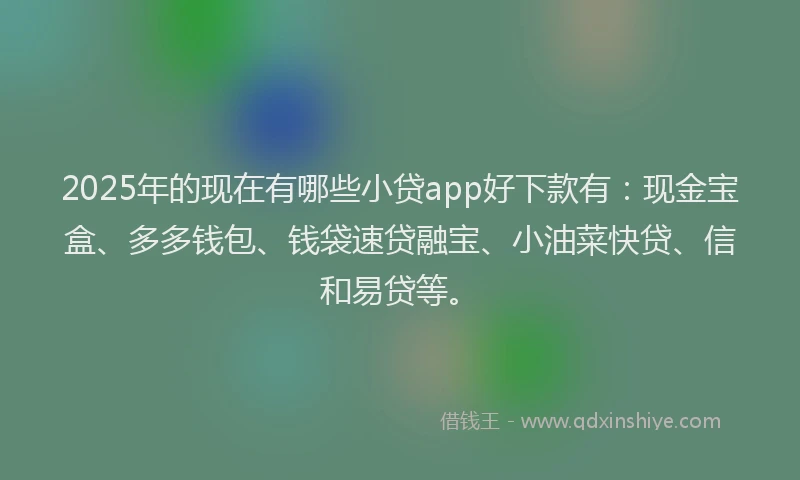 2025年的现在有哪些小贷app好下款有：现金宝盒、多多钱包、钱袋速贷融宝、小油菜快贷、信和易贷等。
