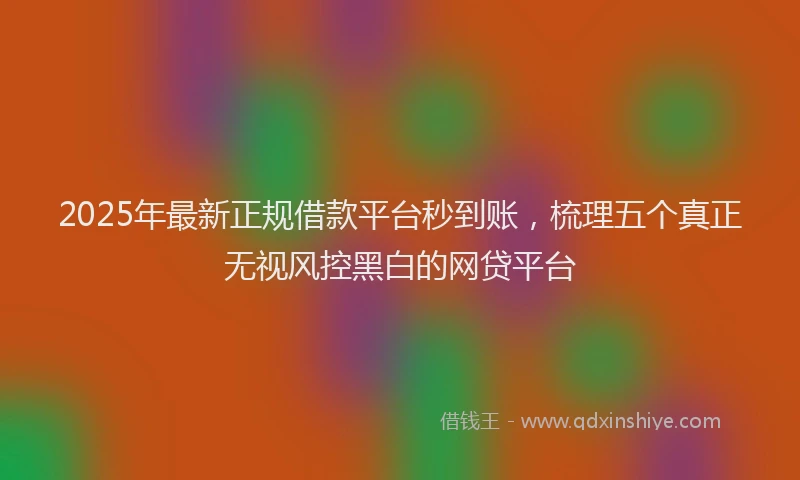2025年最新正规借款平台秒到账，梳理五个真正无视风控黑白的网贷平台