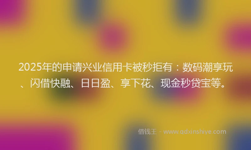 2025年的申请兴业信用卡被秒拒有：数码潮享玩、闪借快融、日日盈、享下花、现金秒贷宝等。